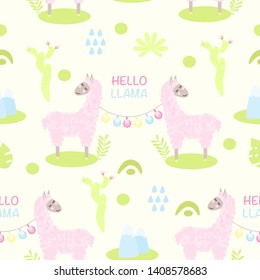 seamless pattern with hello llama  - vector illustration, eps