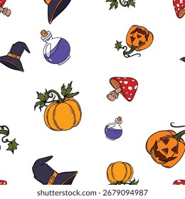 Seamless pattern of Helloween party vector art illustration
