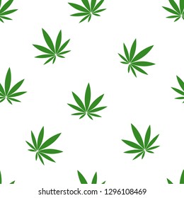 
Seamless pattern of hemp leaves on white background
