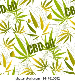 Seamless pattern with hemp leaves. Stock vector illustration.
