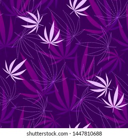Seamless pattern with hemp leaves. Stock vector illustration.
