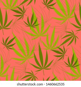 Seamless pattern with hemp leaves. Stock vector illustration.
