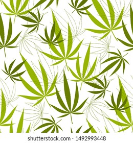 Seamless pattern with hemp leaves. Stock vector illustration.
