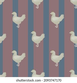 Seamless pattern of hen. Domestic animals on colorful background. Vector illustration for textile prints, fabric, banners, backdrops and wallpapers.