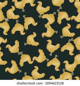 Seamless pattern of hen. Domestic animals on colorful background. Vector illustration for textile prints, fabric, banners, backdrops and wallpapers.
