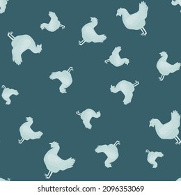 Seamless pattern of hen. Domestic animals on colorful background. Vector illustration for textile prints, fabric, banners, backdrops and wallpapers.