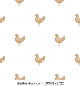 Patrón de gallina sin foco. Animales domésticos de fondo colorido. Ilustración vectorial para impresiones textiles, tela, carteles, fondo y papel pintado.