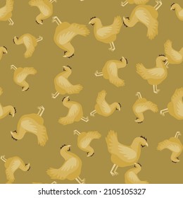 Seamless pattern of hen. Domestic animals on colorful background. Vector illustration for textile prints, fabric, banners, backdrops and wallpapers.