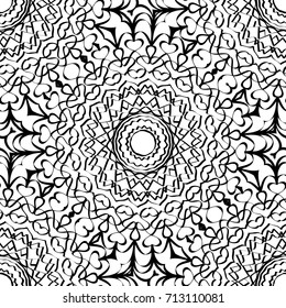 seamless pattern with henna mehndi hand drawn floral elements. vector illustration. for coloring book, creative background