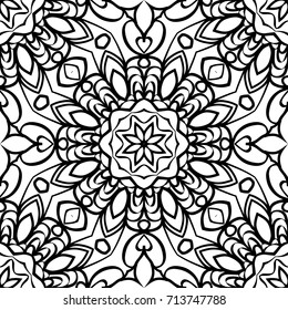 seamless pattern with henna mehndi hand drawn floral elements. vector illustration. for coloring book, creative background