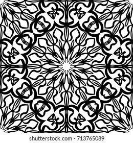 seamless pattern with henna mehndi hand drawn floral elements. vector illustration. for coloring book, creative background