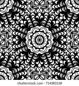 seamless pattern with henna mehndi hand drawn floral elements. vector illustration. for coloring book, creative background