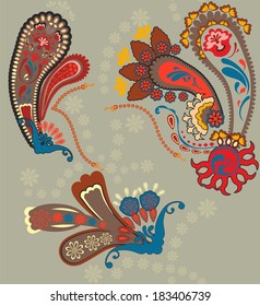 Seamless Pattern. Henna paisley Abstract Floral Vector.  