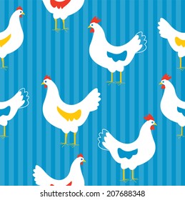 Seamless pattern with hens - funny design