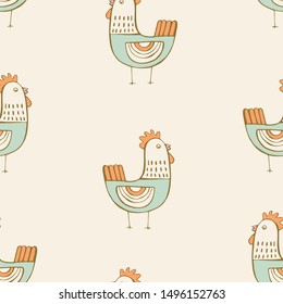 Seamless pattern with hens .hand drawn vector illustration/can be used for kid's,baby's shirt design,fashion print design,fashion graphic,t-shirt,tee