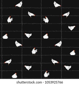 seamless pattern with hens for textile, wrapping paper, scrapbook