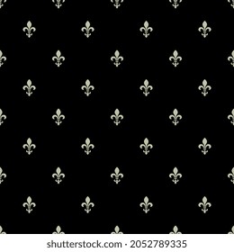 Seamless pattern with heraldic fleur de lis symbol. 