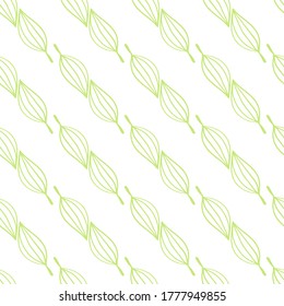 Seamless pattern with herbal elements. Decorative green leaf texture for wallpaper, textile, stationery, scrapbook, web, wrapping paper. Herbal background.