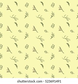 Seamless pattern, herbal green ornament, illustration