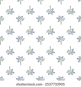 Seamless pattern with herbal motifs in a minimalist style. Vector texture for surface design, scrapbook or gift wrapping paper, textile, fabric.  