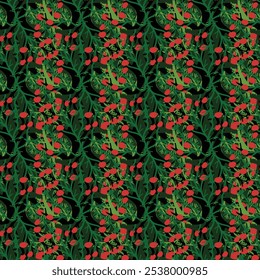 Seamless pattern with herbal motifs in a minimalist style. Vector texture for surface design, scrapbook or gift wrapping paper, textile, fabric.  