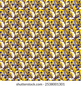 Seamless pattern with herbal motifs in a minimalist style. Vector texture for surface design, scrapbook or gift wrapping paper, textile, fabric.  