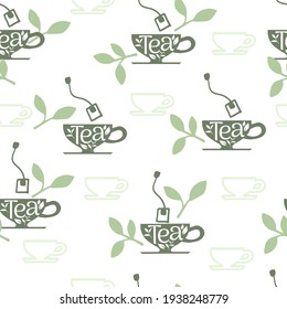 Patrón sin inconvenientes con vectores de la Copa de Té de hierbas La ilustración gráfica puede utilizarse para el diseño de fondo y de ropa