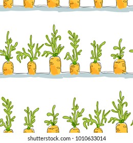Seamless Pattern with herbs of carrots made for printing, wrapping and textile