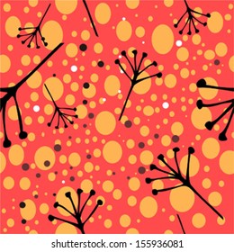 Seamless pattern with herbs and dots