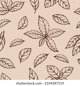Seamless pattern with herbs. Hand drawn vector illustration in sketch style.