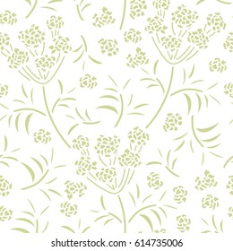 Seamless pattern. Herbs, leaves, branches, berries on white background