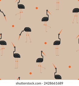 patrón sin fisuras con garzas en ilustración vectorial de estilo étnico
