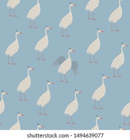 The seamless pattern with the herons is on the blue background.