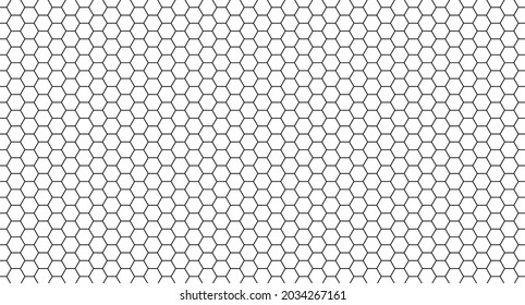 Seamless pattern hexagon bee hive honeycomb geometric grid cells black on white abstract background vector