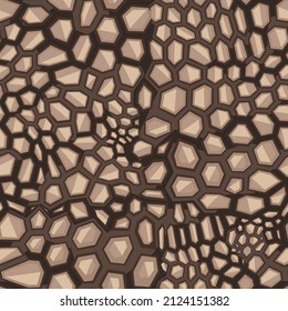 Seamless pattern hexagonal chaotic camo ornament. Abstract modern flat vector background.