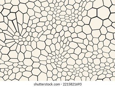 Seamless pattern with hexagonal flat ornament texture. Chaotic scales endless skin. Vector background.