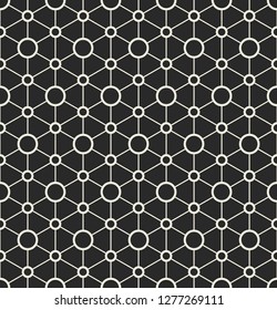 Seamless pattern with hexagonal grid ornament. Abstract modern geometric circle tiles simple background. Vector illustration.