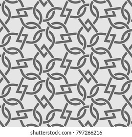Seamless pattern with hexagonal weave floral ornament. Repeating abstract vector geometric background.