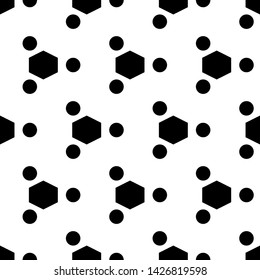 Seamless pattern. Hexagons, circles ornament. Polygons, figures background. Simple shapes wallpaper. Geometrical backdrop. Digital paper, web designing, textile print.