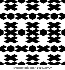 Seamless pattern. Hexagons, crosses ornament. Figures background. Hexahedrons, cross shapes wallpaper. Geometrical backdrop. Digital paper, web designing, textile print.
