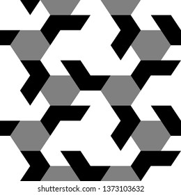 Seamless pattern. Hexagons, figures ornament. Ethnic backdrop. Polygonal, hexagonal shapes wallpaper. Geometric background. Polygons motif. Digital paper, abstract.