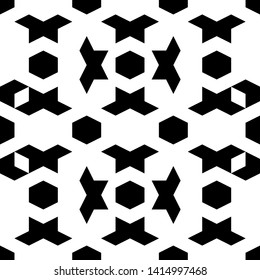 Seamless pattern. Hexagons, figures, rhombuses ornament. Polygons background. Simple shapes wallpaper. Ethnic backdrop. Digital paper, web designing, textile print.