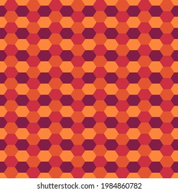 Seamless pattern. Hexagons ornament. Tiles background. Hexahedrons wallpaper. Ethnic motif. Geometrical backdrop. Digital paper. Web designing. Mosaic textile print. Vector arwork