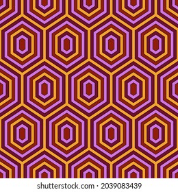 Seamless pattern. Hexagons ornament. Tiles background. Hexahedrons wallpaper. Ethnic motif. Geometrical backdrop. Digital paper. Mosaic textile print. Geometric web designing. Vector artwork.