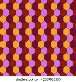 Seamless pattern. Hexagons ornament. Tiles background. Hexahedrons wallpaper. Ethnic motif. Geometrical backdrop. Digital paper. Mosaic textile print. Geometric web designing. Vector artwork.