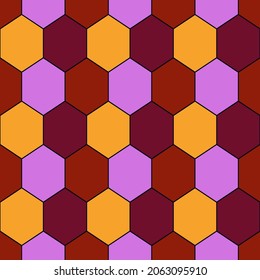 Seamless pattern. Hexagons ornament. Tiles background. Hexahedrons wallpaper. Ethnic motif. Geometrical backdrop. Digital paper. Mosaic textile print. Geometric web designing. Vector art.