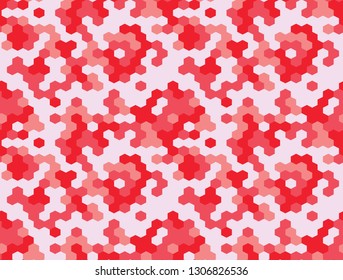 Seamless pattern of hexagons red abstract print on packaging on fabric vector