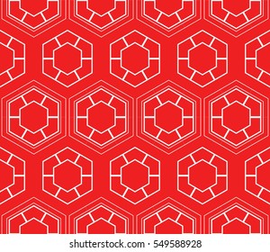 seamless pattern of hexagons. red color. vector illustration