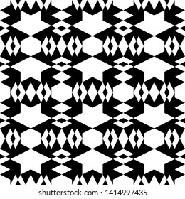 Seamless pattern. Hexagons, rhombuses, arrows, figures ornament. Polygons background. Simple shapes wallpaper. Geometrical backdrop. Digital paper, web designing, textile print. Vector.