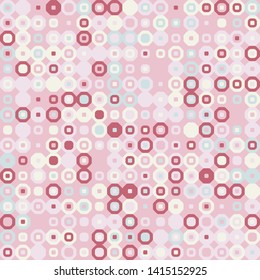 Seamless pattern. Hexagons and squares constructed in rows. Chaotic motley coloring. Pleasant color combinations for eyes.